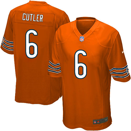 Men's Game Jay Cutler Nike Jersey Orange Alternate - #6 NFL Chicago Bears